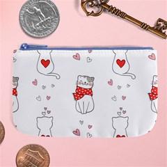 Seamless Pattern Cute Cat With Little Heart Large Coin Purse by Wegoenart