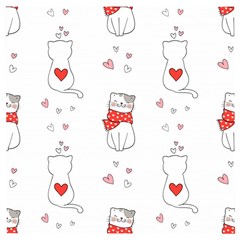 Seamless Pattern Cute Cat With Little Heart Wooden Puzzle Square by Wegoenart