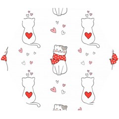 Seamless Pattern Cute Cat With Little Heart Wooden Puzzle Hexagon by Wegoenart