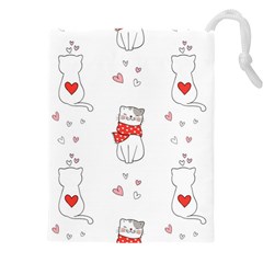 Seamless Pattern Cute Cat With Little Heart Drawstring Pouch (4xl)