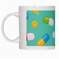 Pills Medicines Seamless Pattern Blue Background White Mugs by Wegoenart