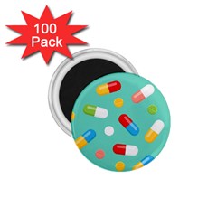 Pills Medicines Seamless Pattern Blue Background 1 75  Magnets (100 Pack)  by Wegoenart