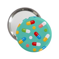 Pills Medicines Seamless Pattern Blue Background 2 25  Handbag Mirrors by Wegoenart