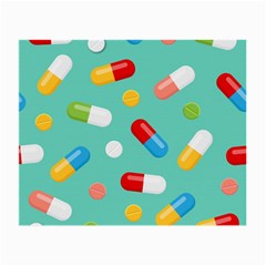 Pills Medicines Seamless Pattern Blue Background Small Glasses Cloth (2 Sides) by Wegoenart