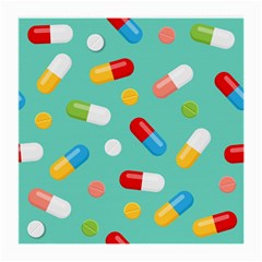 Pills Medicines Seamless Pattern Blue Background Medium Glasses Cloth by Wegoenart