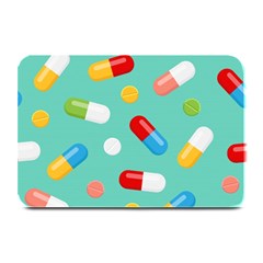 Pills Medicines Seamless Pattern Blue Background Plate Mats by Wegoenart