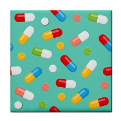 Pills Medicines Seamless Pattern Blue Background Face Towel by Wegoenart