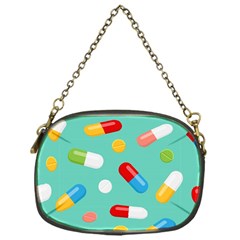 Pills Medicines Seamless Pattern Blue Background Chain Purse (one Side) by Wegoenart