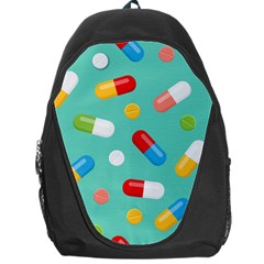 Pills Medicines Seamless Pattern Blue Background Backpack Bag by Wegoenart