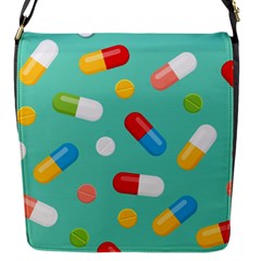 Pills Medicines Seamless Pattern Blue Background Flap Closure Messenger Bag (s) by Wegoenart