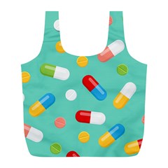 Pills Medicines Seamless Pattern Blue Background Full Print Recycle Bag (l) by Wegoenart