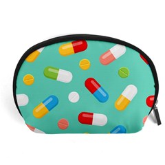 Pills Medicines Seamless Pattern Blue Background Accessory Pouch (large) by Wegoenart