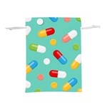 Pills Medicines Seamless Pattern Blue Background Lightweight Drawstring Pouch (S) Front