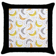 Seamless Stylish Pattern With Fresh Yellow Bananas Background Throw Pillow Case (black)