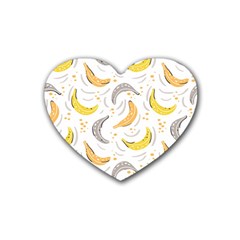 Seamless Stylish Pattern With Fresh Yellow Bananas Background Heart Coaster (4 Pack)  by Wegoenart