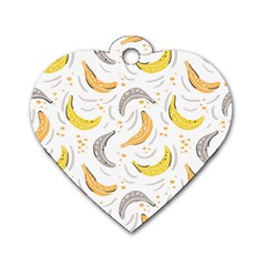 Seamless Stylish Pattern With Fresh Yellow Bananas Background Dog Tag Heart (two Sides) by Wegoenart