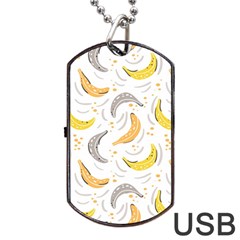 Seamless Stylish Pattern With Fresh Yellow Bananas Background Dog Tag Usb Flash (two Sides) by Wegoenart