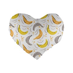 Seamless Stylish Pattern With Fresh Yellow Bananas Background Standard 16  Premium Heart Shape Cushions by Wegoenart