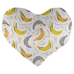 Seamless Stylish Pattern With Fresh Yellow Bananas Background Large 19  Premium Heart Shape Cushions by Wegoenart