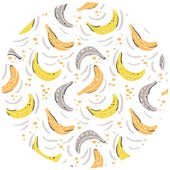 Seamless Stylish Pattern With Fresh Yellow Bananas Background Wooden Puzzle Round by Wegoenart