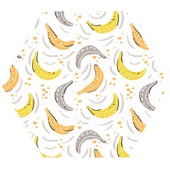 Seamless Stylish Pattern With Fresh Yellow Bananas Background Wooden Puzzle Hexagon by Wegoenart