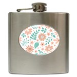 Pattern With Flowers Leaves Hip Flask (6 oz) Front