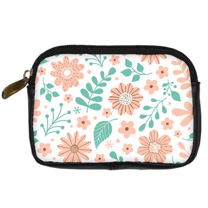 Pattern With Flowers Leaves Digital Camera Leather Case