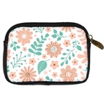 Pattern With Flowers Leaves Digital Camera Leather Case Back