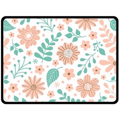 Pattern With Flowers Leaves Fleece Blanket (large)  by Wegoenart