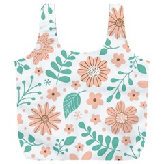 Pattern With Flowers Leaves Full Print Recycle Bag (xxl)