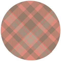 Tartan Scotland Seamless Plaid Pattern Vintage Check Color Square Geometric Texture Wooden Puzzle Round by Wegoenart