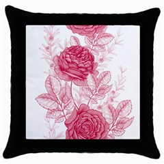 Flower Seamless Pattern With Roses Throw Pillow Case (black) by Wegoenart