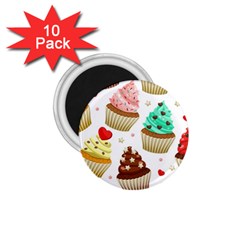 Seamless Pattern Yummy Colored Cupcakes 1 75  Magnets (10 Pack)  by Wegoenart