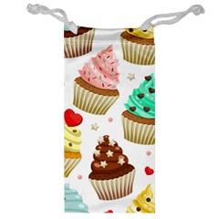 Seamless Pattern Yummy Colored Cupcakes Jewelry Bag by Wegoenart