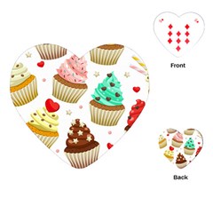 Seamless Pattern Yummy Colored Cupcakes Playing Cards Single Design (heart) by Wegoenart