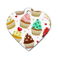 Seamless Pattern Yummy Colored Cupcakes Dog Tag Heart (one Side) by Wegoenart