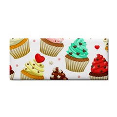 Seamless Pattern Yummy Colored Cupcakes Hand Towel