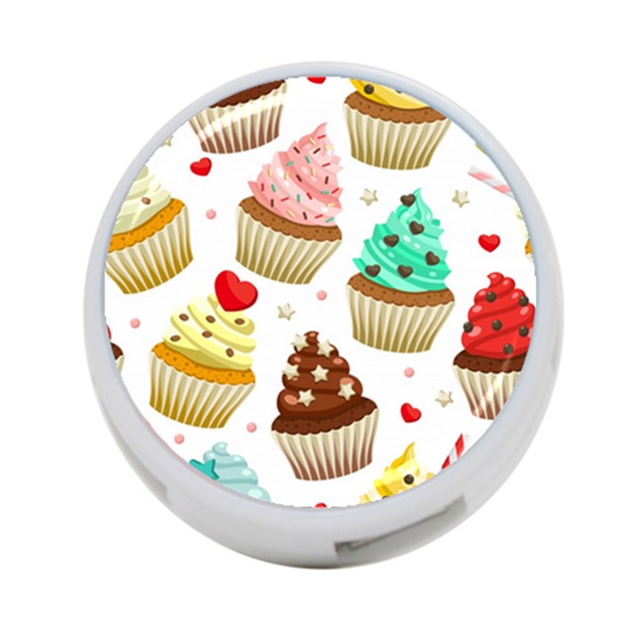 Seamless Pattern Yummy Colored Cupcakes 4-Port USB Hub (One Side)