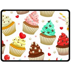 Seamless Pattern Yummy Colored Cupcakes Fleece Blanket (large)  by Wegoenart