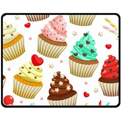 Seamless Pattern Yummy Colored Cupcakes Fleece Blanket (medium)  by Wegoenart