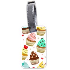 Seamless Pattern Yummy Colored Cupcakes Luggage Tag (one Side) by Wegoenart