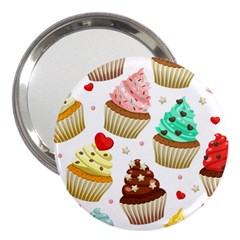 Seamless Pattern Yummy Colored Cupcakes 3  Handbag Mirrors