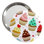 Seamless Pattern Yummy Colored Cupcakes 3  Handbag Mirrors Front