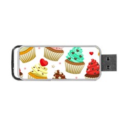 Seamless Pattern Yummy Colored Cupcakes Portable Usb Flash (one Side) by Wegoenart