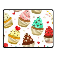 Seamless Pattern Yummy Colored Cupcakes Double Sided Fleece Blanket (small)  by Wegoenart