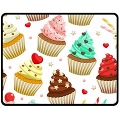 Seamless Pattern Yummy Colored Cupcakes Double Sided Fleece Blanket (medium)  by Wegoenart