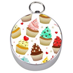 Seamless Pattern Yummy Colored Cupcakes Silver Compasses by Wegoenart