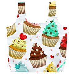 Seamless Pattern Yummy Colored Cupcakes Full Print Recycle Bag (xxl) by Wegoenart