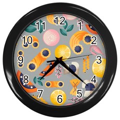 Italian Food Seamless Pattern Wall Clock (black) by Wegoenart