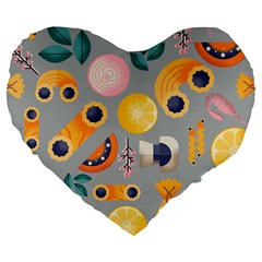 Italian Food Seamless Pattern Large 19  Premium Flano Heart Shape Cushions by Wegoenart